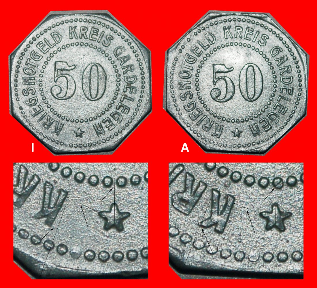 Ⰺ SAXONY NUREMBERG: GERMANY ★ 50 PFENNIGS (1917) GARDELEGEN NOTGEND! LOW START ★ NO RESERVE!