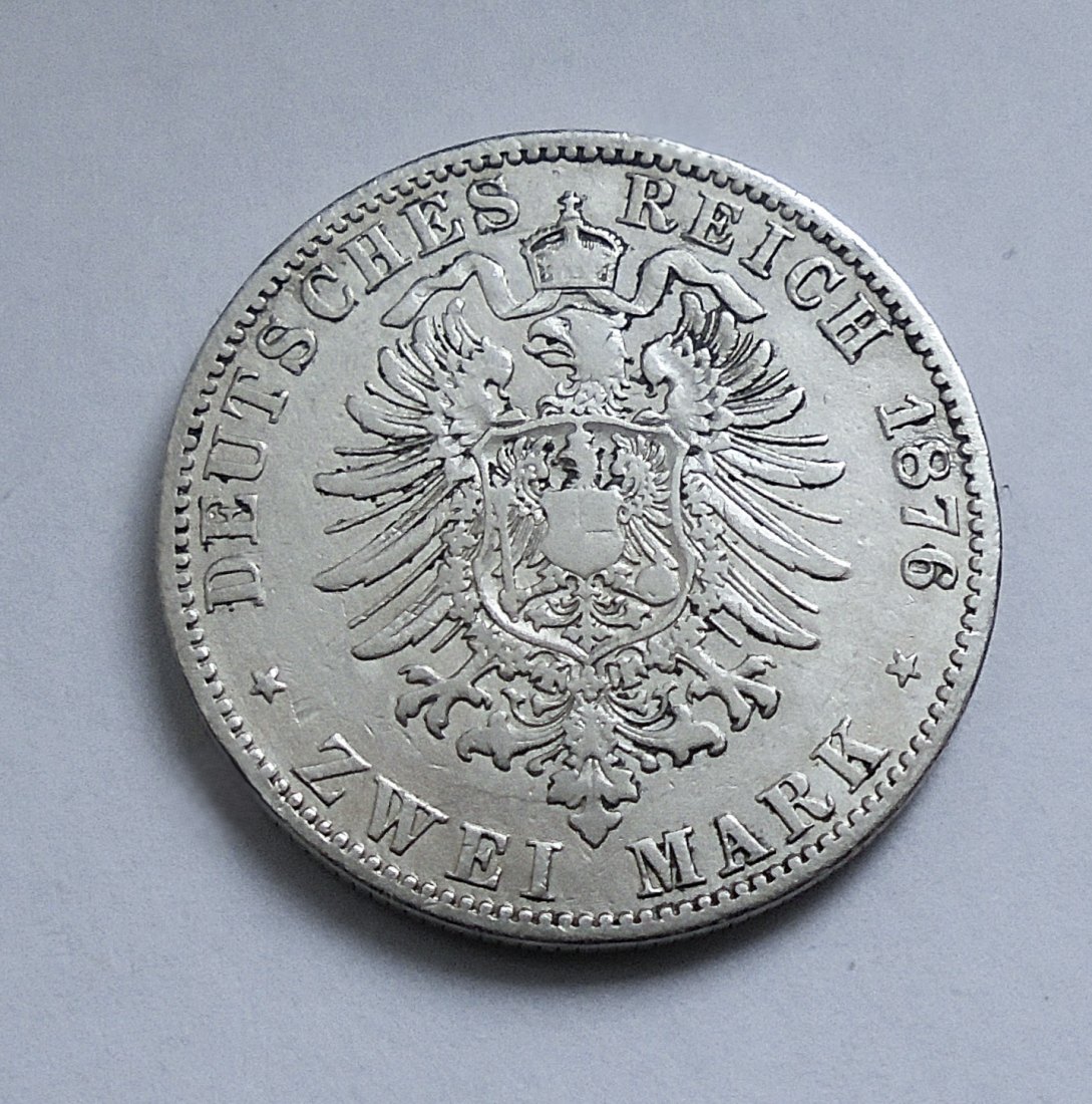  2 Mark 1876 A Mecklenburg - Schwerin, Friedrich Franz II   