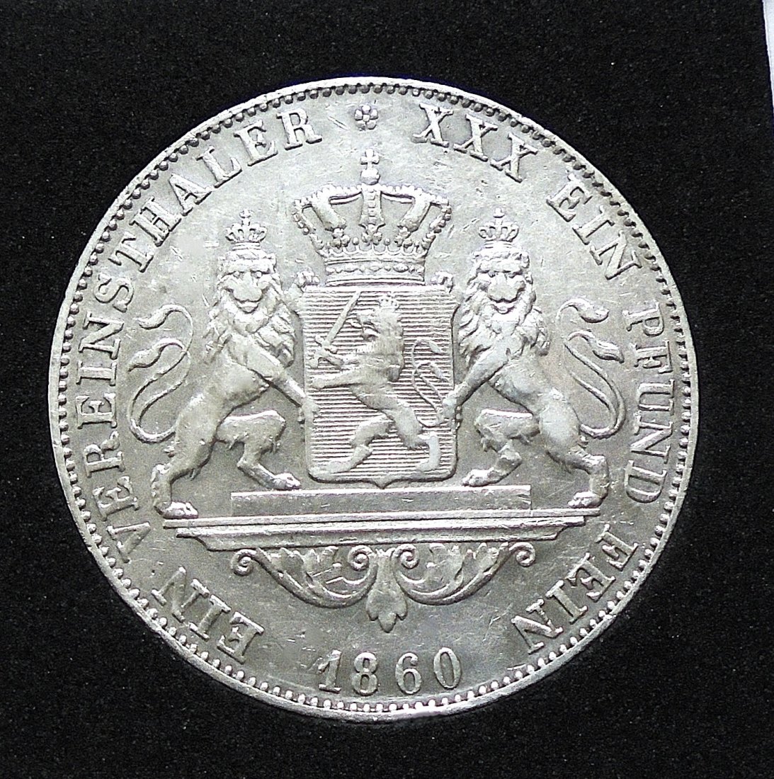  Historische Silbermünze 1 Vereinstaler 1860 Hessen, Ludwig III   