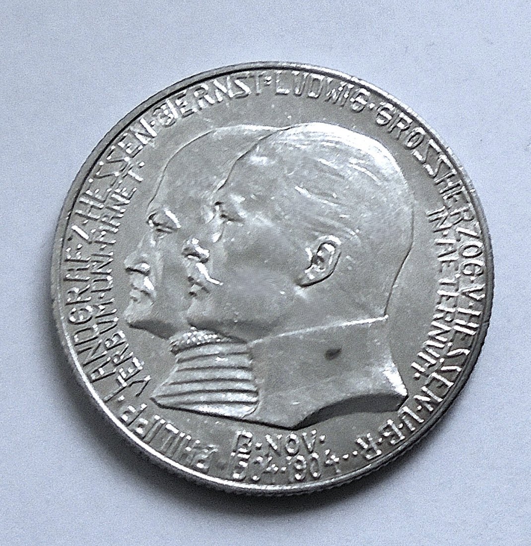 Silber-Gedenkmünze Dt. Kaiserreich: 2 Mark 1904 Hessen