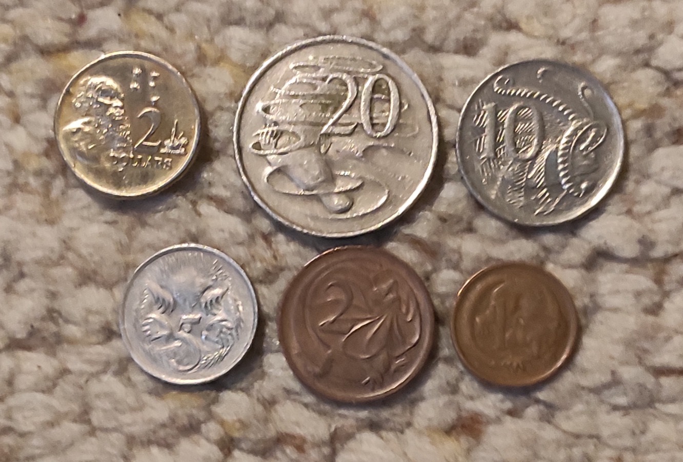  d002: Australien Münzlot mit 6 verschiedenen Münzen (=1,4466 €)   