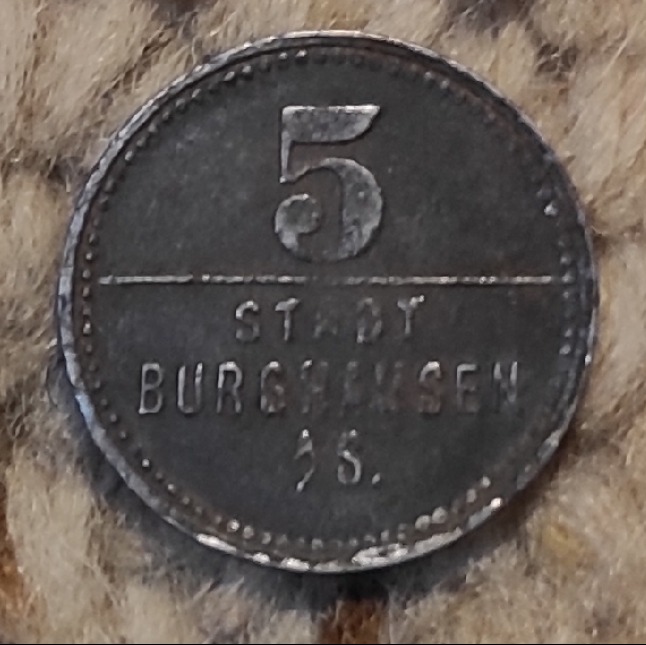  Inflationsgeld 5 Pfennig Burghausen 1918   