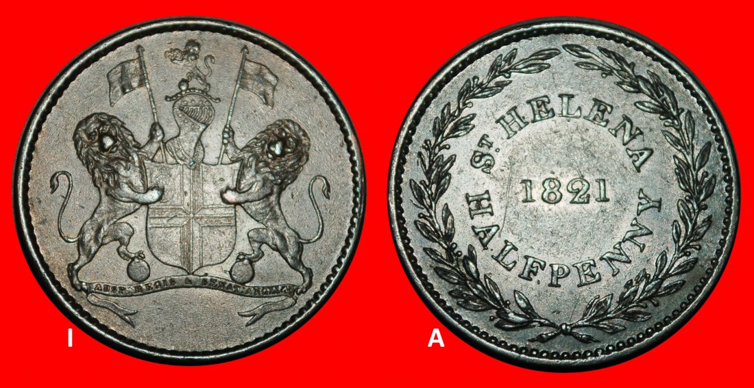 Ⰺ GREAT BRITAIN: ST HELENA ★ 1/2 PENNY 1821 NAPOLEON REQUEST! DISCOVERY COIN★LOW START ★ NO RESERVE!