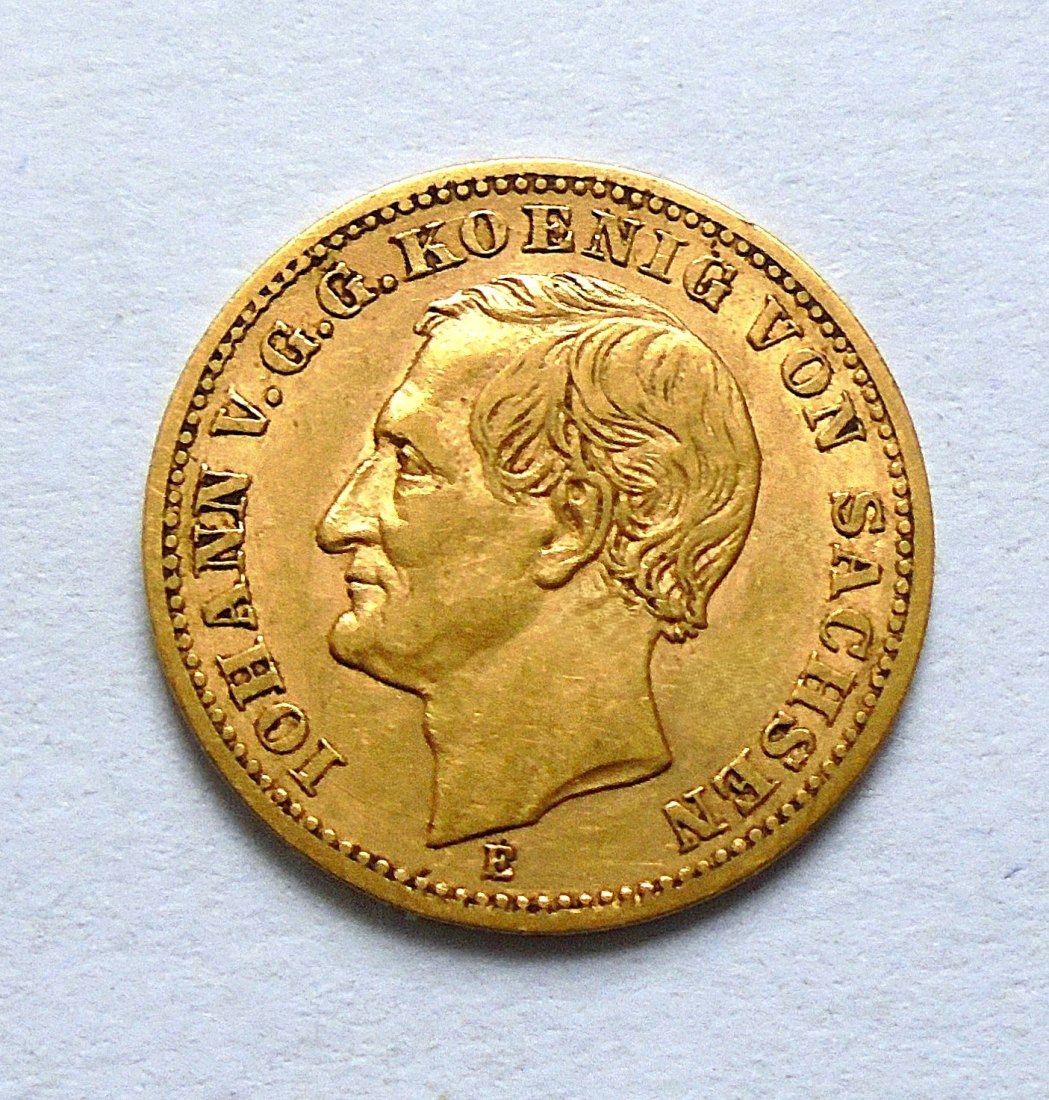  Münze Gold Dt. Kaiserreich: 10 Mark 1873 E Sachsen - KOENIG IOHANN   