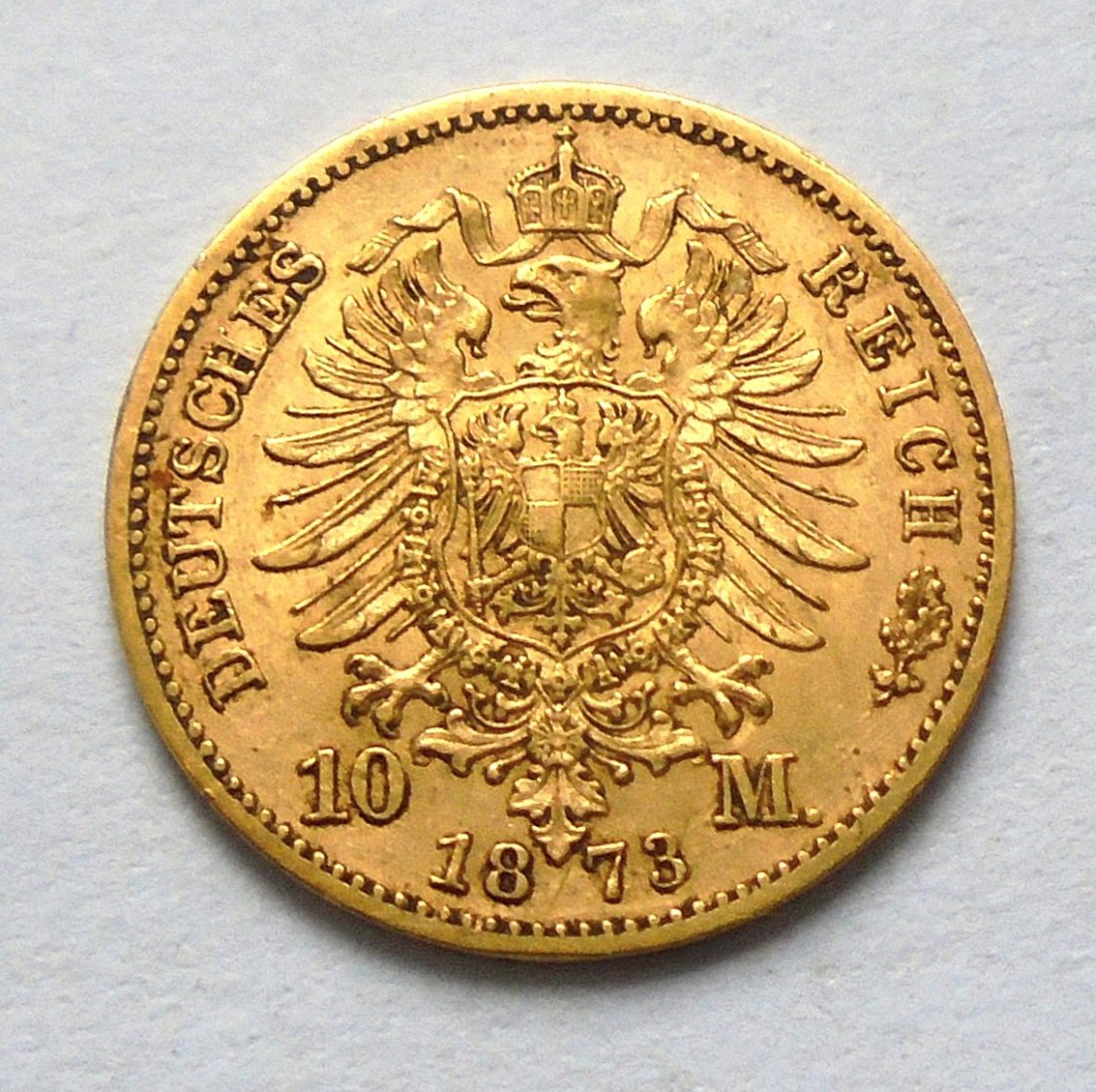  Münze Gold Dt. Kaiserreich: 10 Mark 1873 E Sachsen - KOENIG IOHANN   