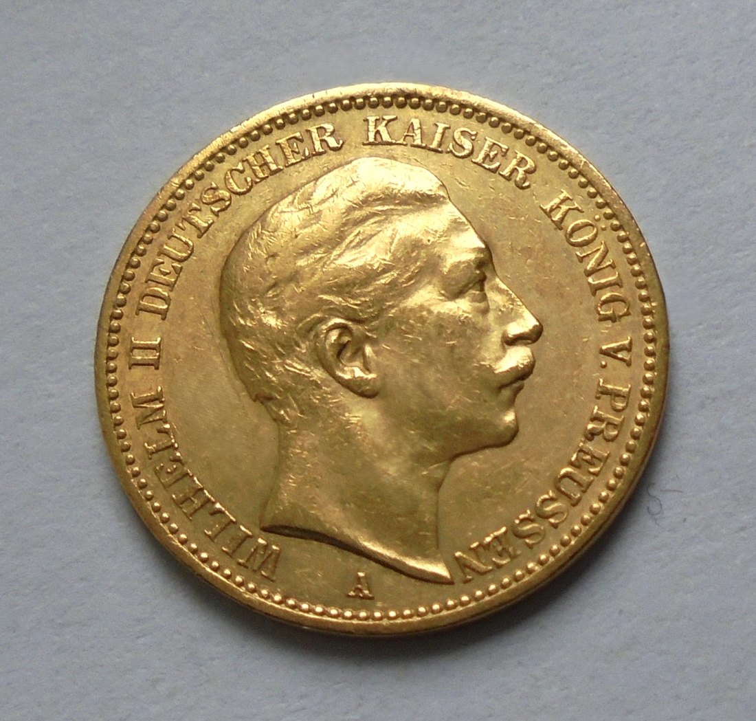  Münze Gold Dt. Kaiserreich: 20 Mark Preußen 1888 A Wilhelm II (Drei-Kaiser-Jahr)   