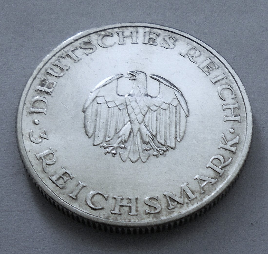  Gedenkmünze Silber Weimarer Republik: 3 Reichsmark 1929 F G. E. LESSING   