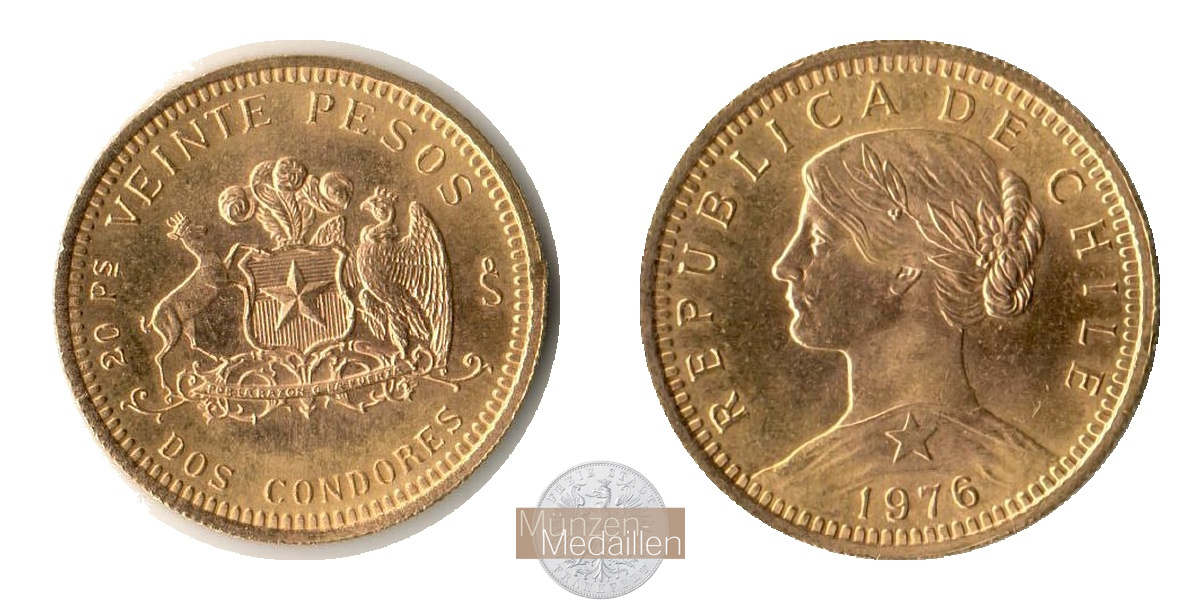 Chile MM-Frankfurt Feingold: 3,66g 20 Pesos 1976 