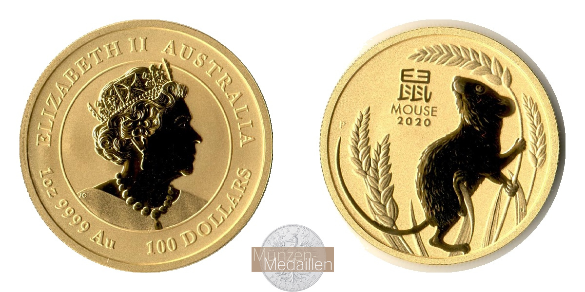 Australien MM-Frankfurt Feingewicht: 31,10g 100 Dollar Maus 2020 