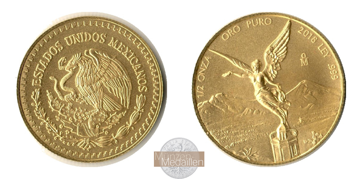 Mexiko MM-Frankfurt Feingewicht: 15,5g Gold 1/2 Unze 'Libertad' 2018 