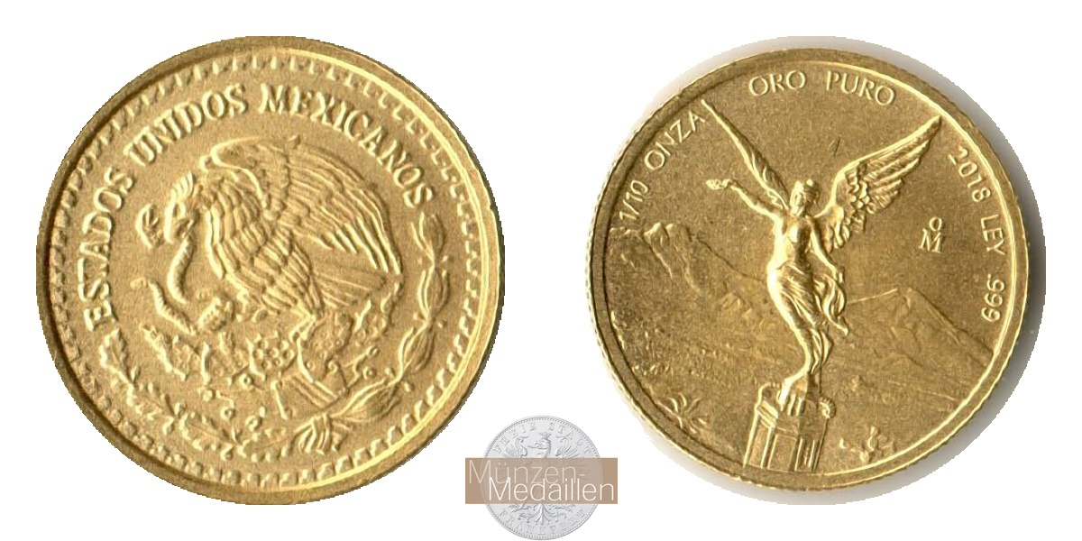  Mexiko.  ⅒ Onza Libertad 2018.  MM-Frankfurt KM#672 Feingold: 3,11g   