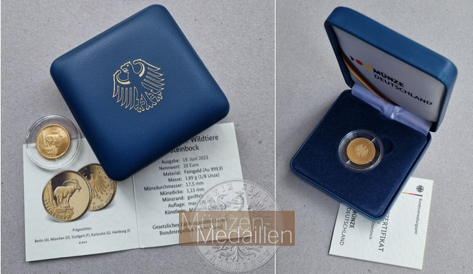 Deutschland MM-Frankfurt Feingold: 3,89g 20 Euro Steinbock 2023 G 