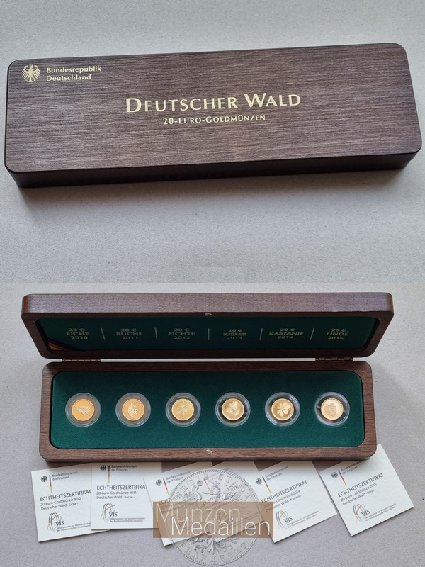  Deutschland Deutscher Wald Set 20-Euro Goldmünzen MM-Frankfurt Feingold: 23,32g   