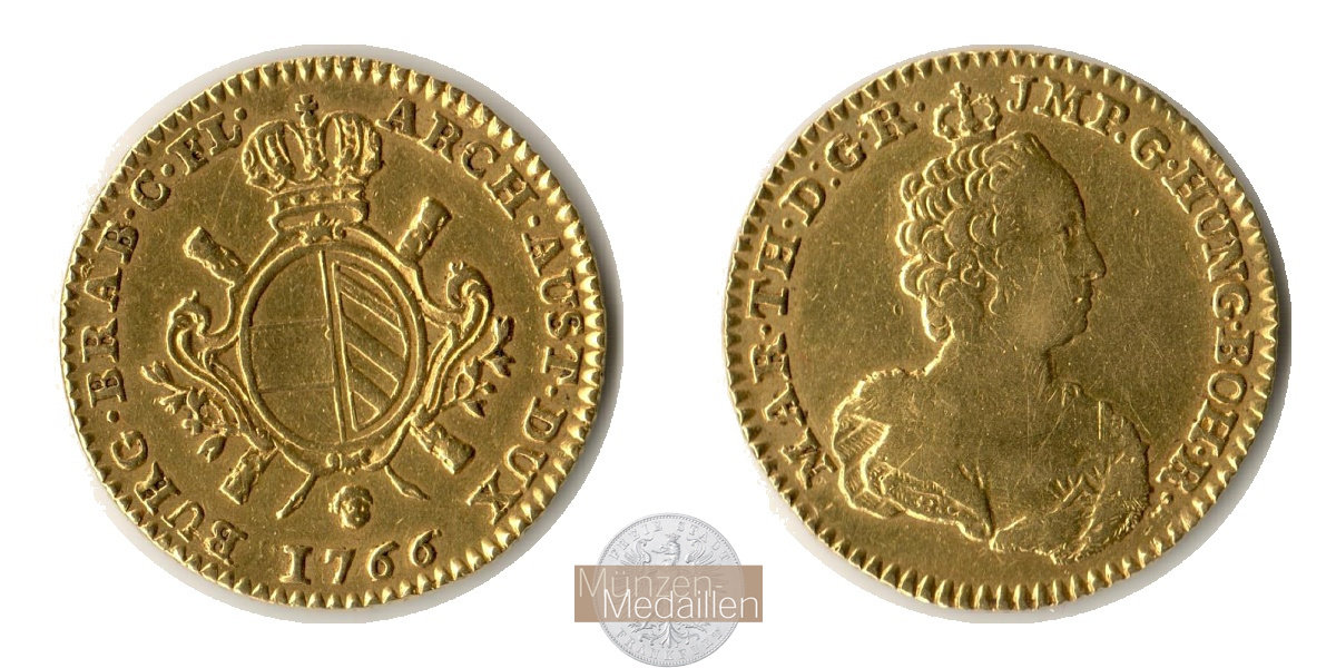 Österreich MM-Frankfurt Feingewicht: 10,85g Gold Doppelter Sovereign d`or Maria Theresia 1766 