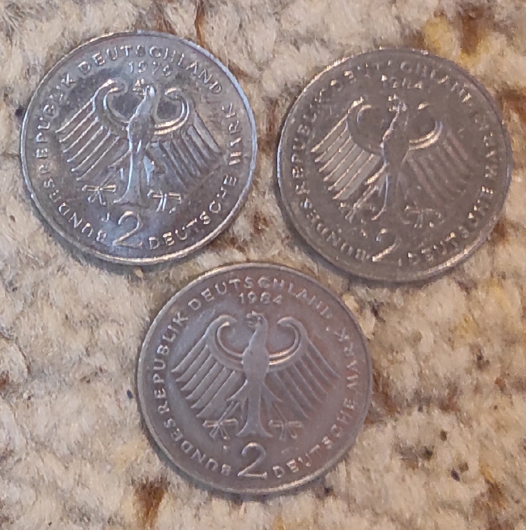  d037: Deutschland Münzlot mit 3 x 2 Mark Theodor Heuß   