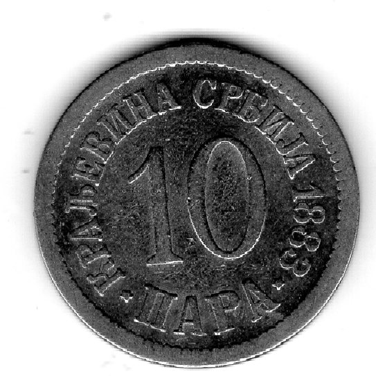  Serbien 10 Para 1883  Doppeladler ss   