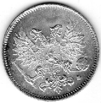  Finnland 25 Penniä 1917 Silber unc.   