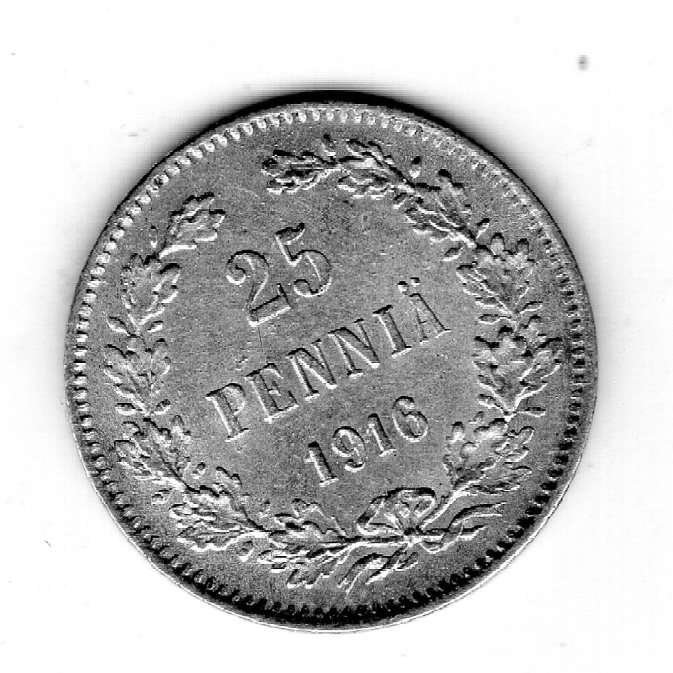  Finnland 25 Penniä 1916 Silber unc.   