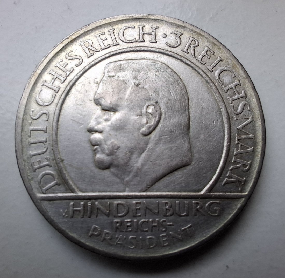  Deutsches Reich 3 Reichsmark 1929 D Schwurhand/Hindenburg   