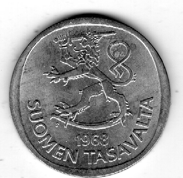  Finnland 1 Markka 1968 Silber unc.   