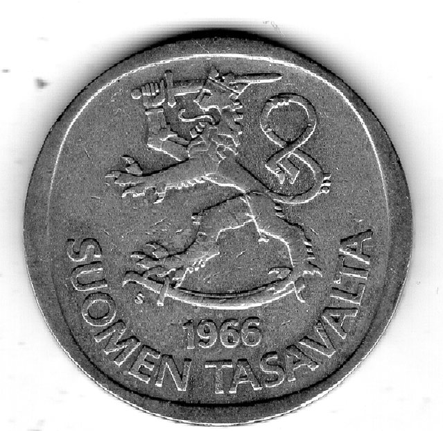  Finnland 1 Markka 1966 Silber vz   