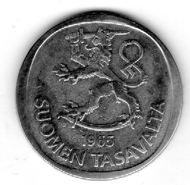  Finnland 1 Markka 1965 Silber vz   