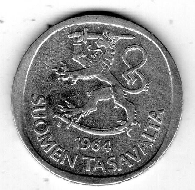  Finnland 1 Markka 1964 Silber vz   