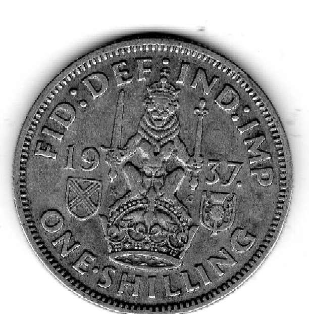 Großbritannien 1 Shilling 1937 Schottischer Löwe Silber