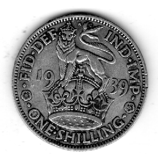 Großbritannien 1 Shilling 1939 Englischer Löwe Silber