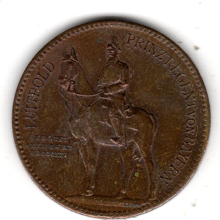 Medaille Nürnberg 1901 80 Geb. Prinzregent Luitpold Bayern Ø27mm vz