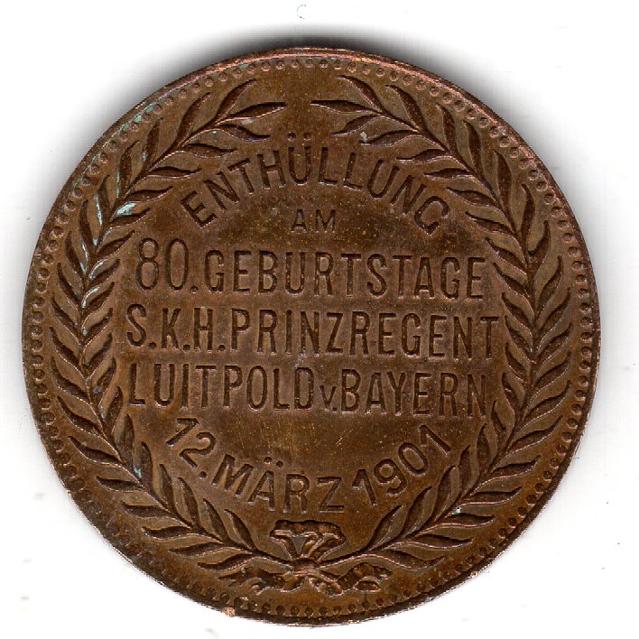  Medaille Nürnberg 1901 80 Geb. Prinzregent Luitpold Bayern Ø27mm vz   