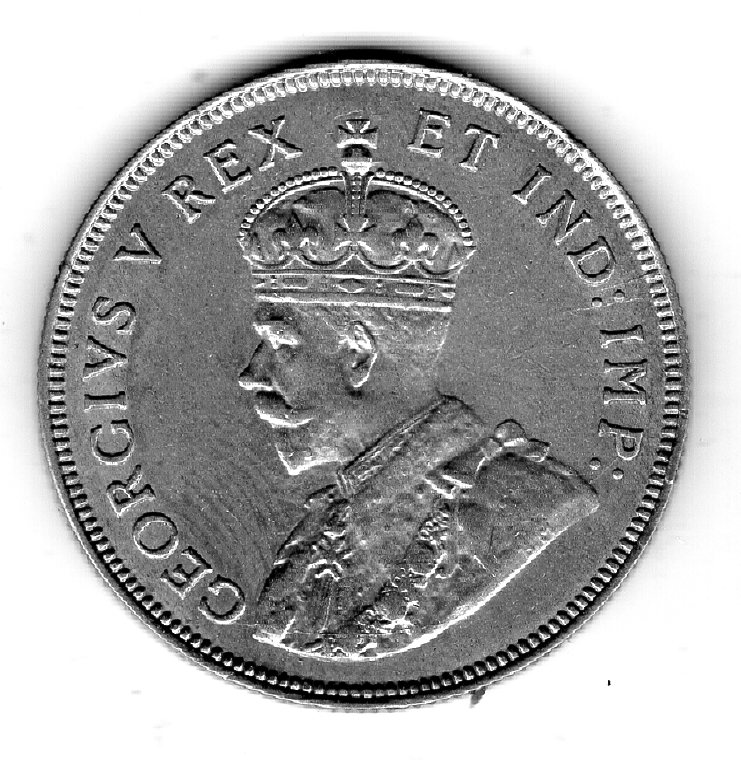 Britisch-Ostafrika, East Afrika 1 Shilling 1925 Silber 0,250 König Georg V. Löwe Rand vz