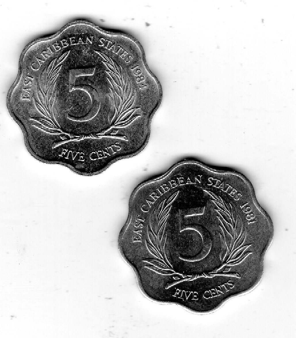 East Caribbean Staaten 5 Cent 1981 und 1985