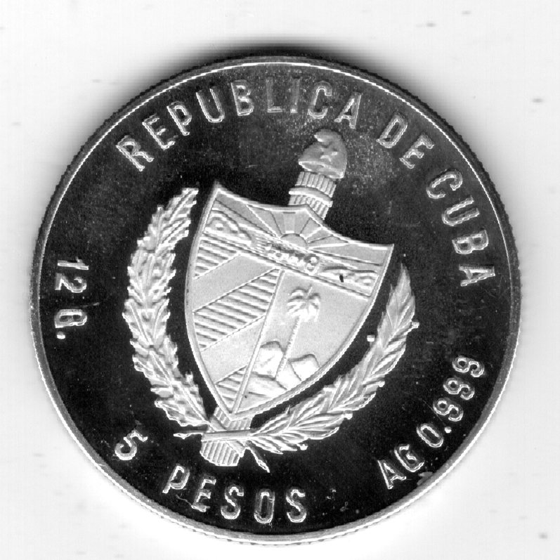  Kuba 5 Peso 1981 PP WM Spanien Silber 999,12g Ex 4000   