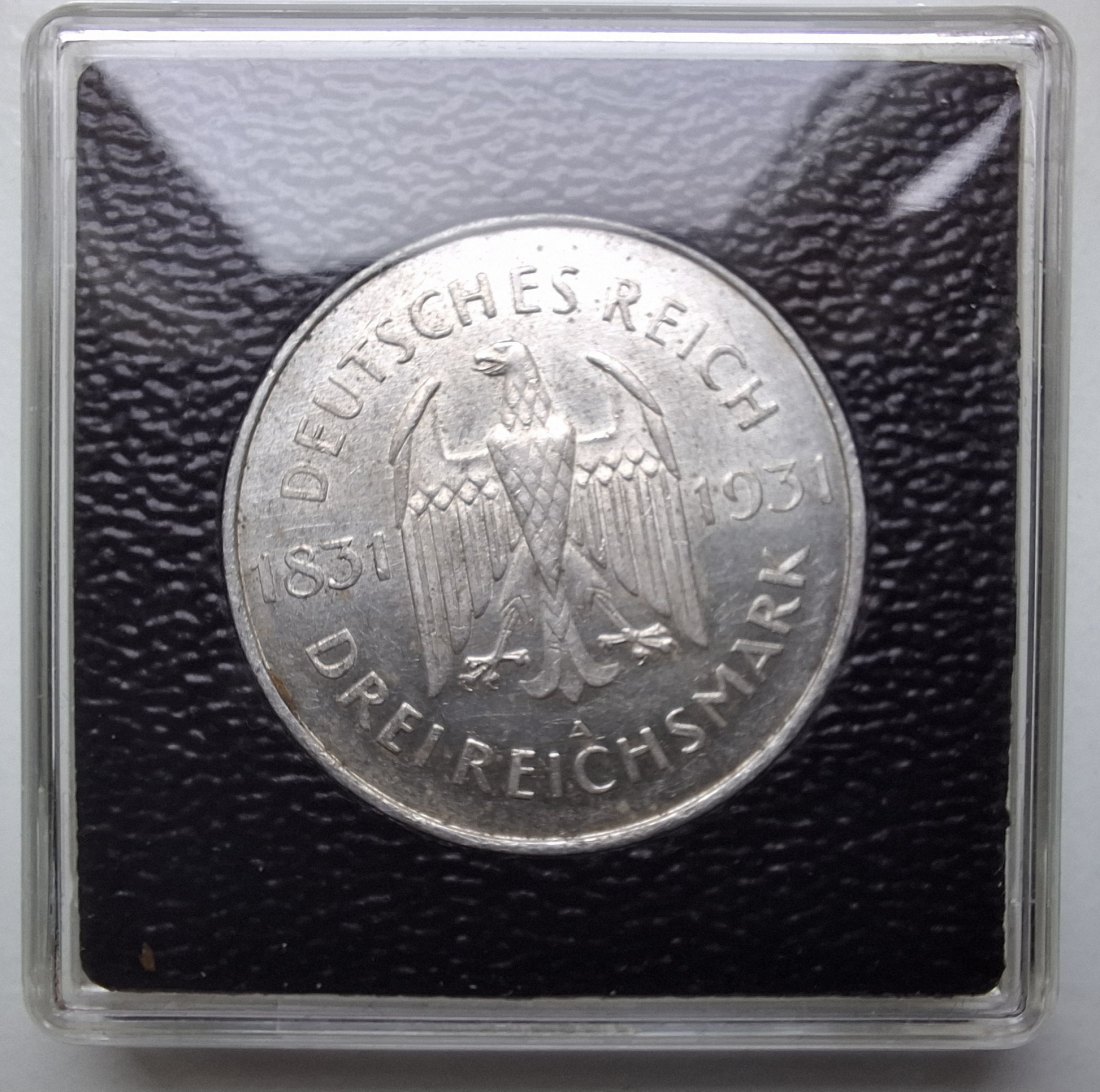  Deutsches Reich 3 Reichsmark 1931 A Freiherr von Stein   
