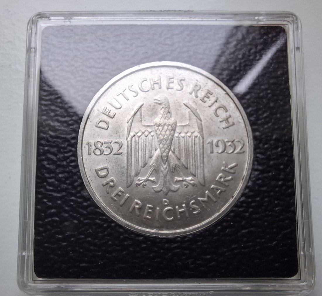  Deutsches Reich 3 Reichsmark 1932 D Goethe   