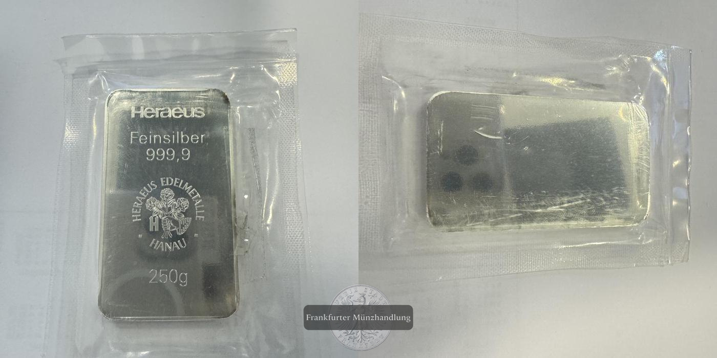  Deutschland 250g Silberbarren Heraeus Edelmetalle FM-Frankfurt Feinsilber: 250g   