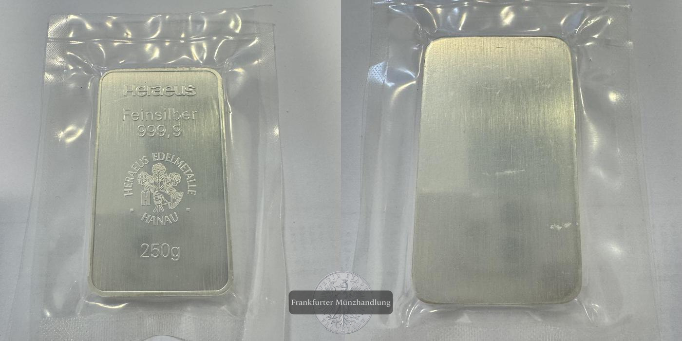  Deutschland 250g Silberbarren Heraeus Edelmetalle FM-Frankfurt Feinsilber: 250g   