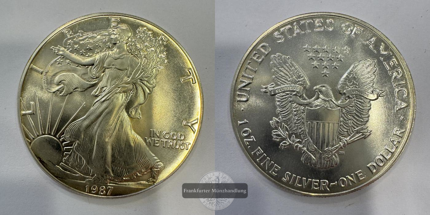  USA 1 Dollar 1987 (1986-2021) Walking Liberty FM-Frankfurt KM#273 Feinsilber: 31,1g   