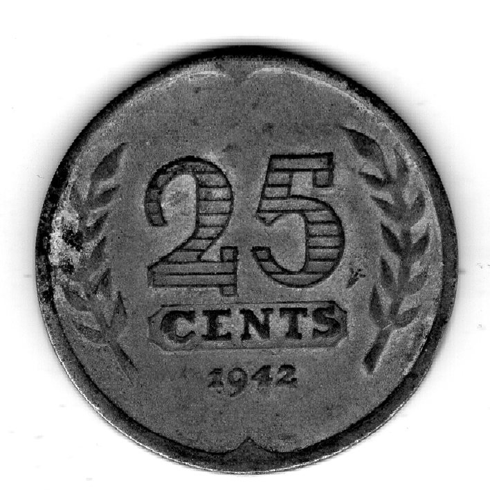  Niederlande 25 Cent 1942 Zink   