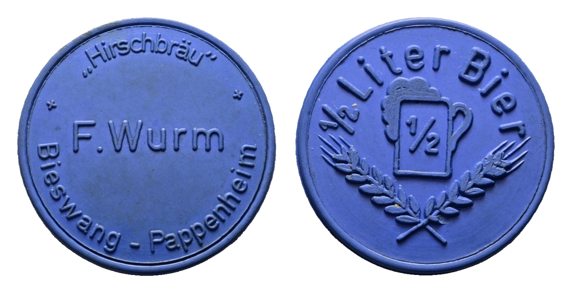 Bayern; Bieswang - Pappenheim Hirschbräu F. Wurm; 1/2 Liter Bier; Menzel (vlg.2808)   