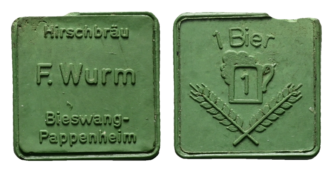  Bayern; Bieswang - Pappenheim Hirschbräu F. Wurm; 1 Bier; Menzel 2808   