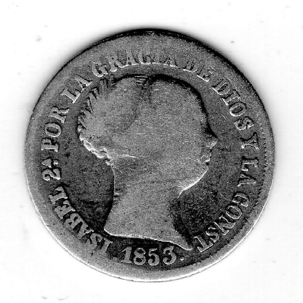 Spanien 2 Real 1853 Silber