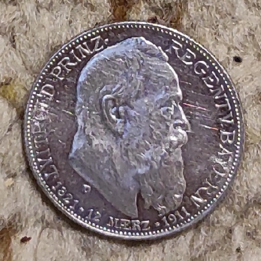  Bayern 2 Mark 1911, SILBER, 90. Geburtstag von Prinzregent Luitpold   