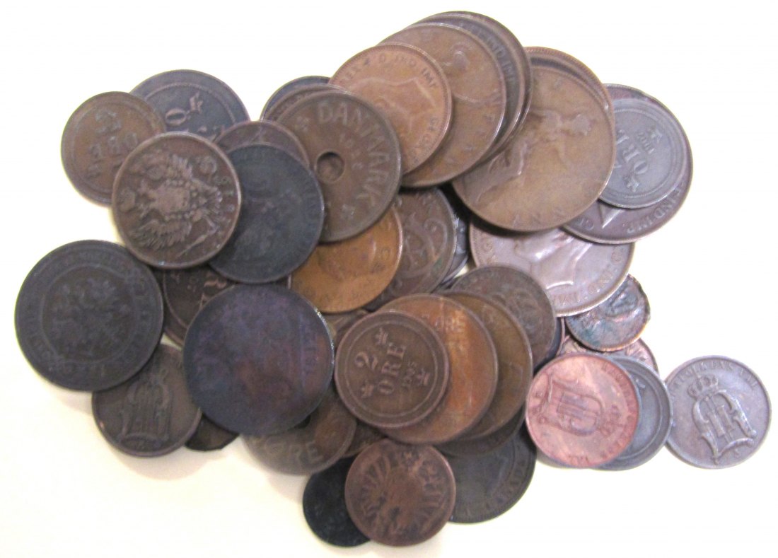  Wertvolles Lot von 250 gr. älteren Kupfermünzen, siehe Bilder!   