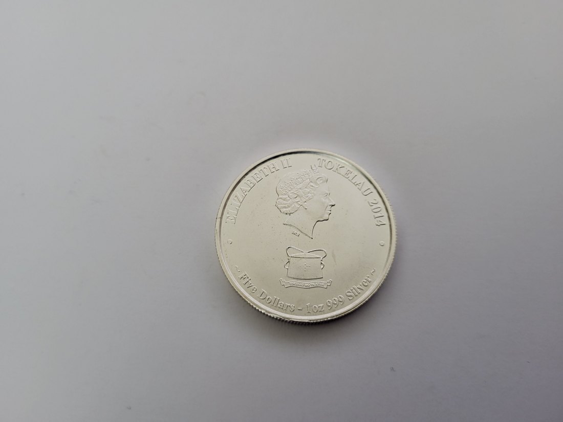  5 Dollar 2014 Kakahi - Gelbflossen Thunfisch 1 Oz Silbermünze Tokelau Spittalgold9800 (5455   