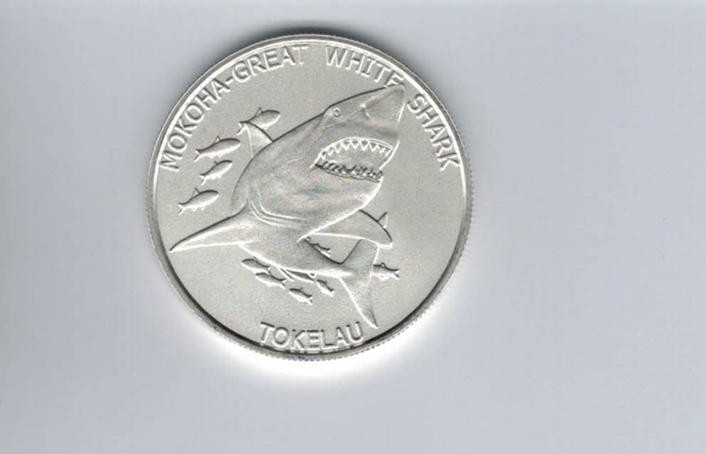  5 Dollar 2015 Mokoha - Großer weißer Hai 1 Oz Silbermünze Tokelau Spittalgold9800 (5455   