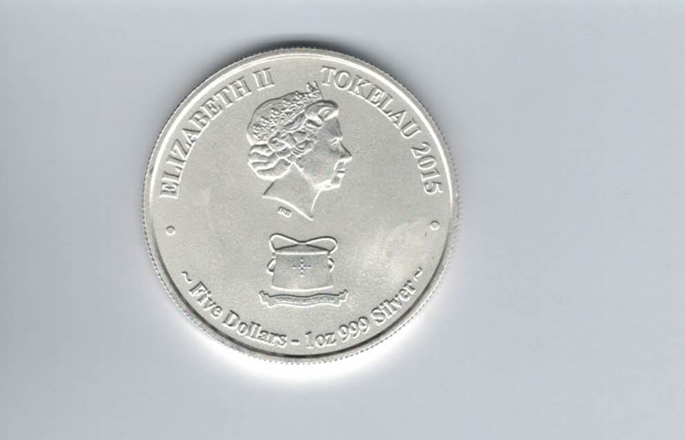  5 Dollar 2015 Mokoha - Großer weißer Hai 1 Oz Silbermünze Tokelau Spittalgold9800 (5455   