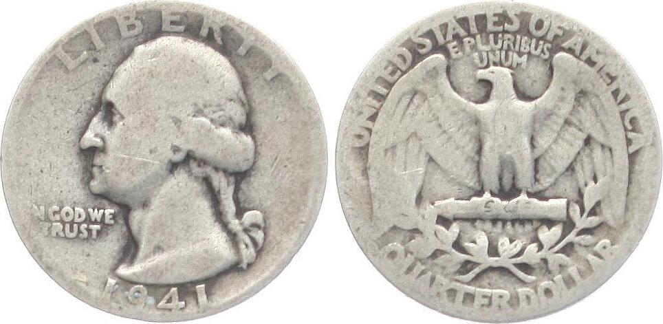  USA Quarter Dollar 1941 Washington   