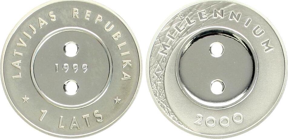  Lettland: 1 Lats 1999 Auf das Millennium pp, Silber!   